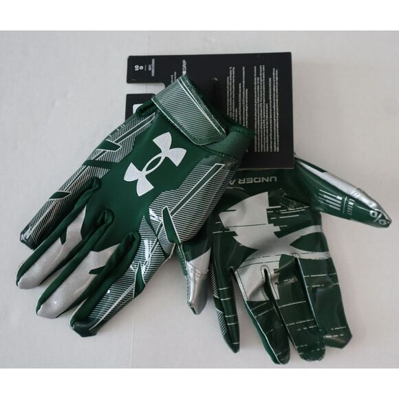 Under Armour 1368851 301 UA F8 Mens Size LARGE Green Football Skill Gloves - Picture 1 of 10